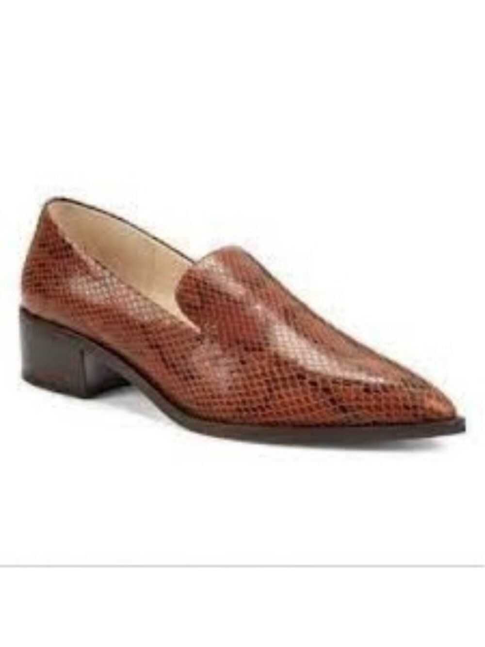 Vince Camuto Satillie Pointed Toe Textured Snake Print Leather Loafers Size 7.5M